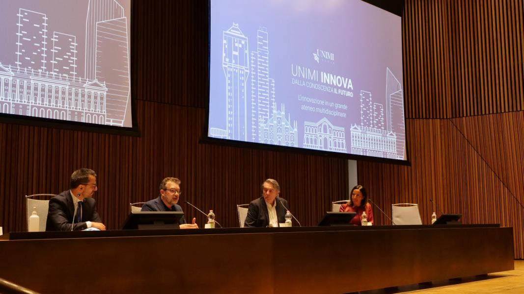 Un momento dell'incontro sul tema "Fondazione UNIMI e i programmi a supporto del sistema dell’innovazione dell’Università degli Studi di Milano e delle imprese"