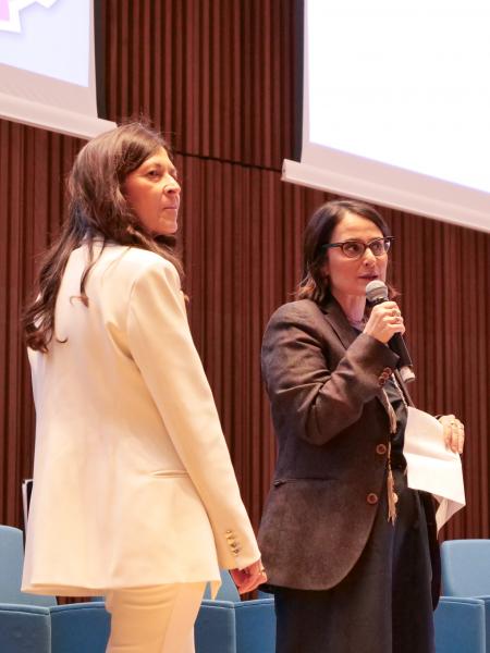 La prorettrice Marilisa D'Amico con Maria Elena Viola, direttrice di Donna Moderna, per la presentazione del progetto lanciato dal magazine, in collaborazione con la Statale, "Libere e uguali"