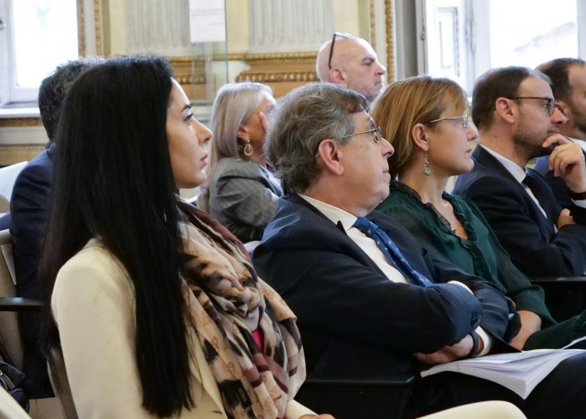 La prorettrice e rettrice eletta Marina Brambilla e il rettore Elio Franzini alla presentazione del Rapporto