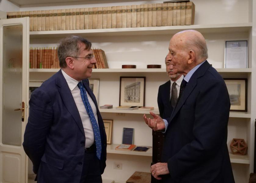 Il rettore Elio Franzini con Piero Bassetti, presidente della Fondazione Bassetti 