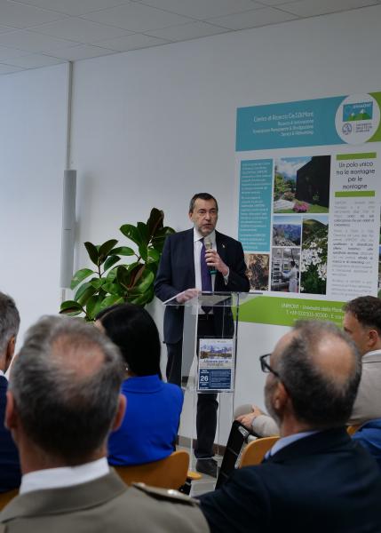 Luigi Augussori, consigliere e delegato del Ministro per gli Affari Regionali e le Autonomie all'evento “Alleanze per le montagne”, nella sede di UNIMONT