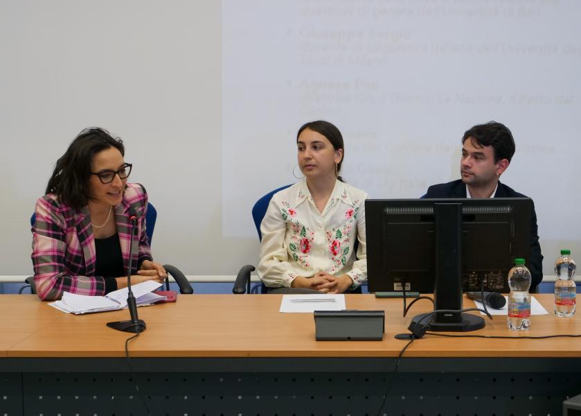 Roberta Giuili, giornalista di Sky Italia e  Pietro Faustini e Francesca Fulghesu. 