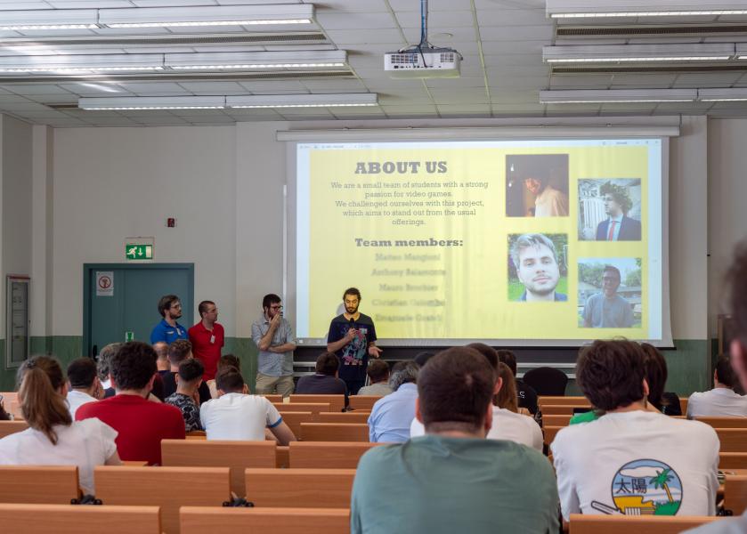 Un momento della presentazione dei progetti durante New Game Designer 2025