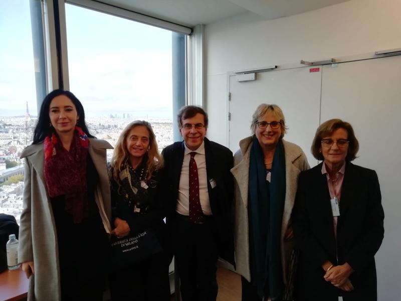La delegazione dell'Università Statale con il rettore Elio Franzini e le prorettrici