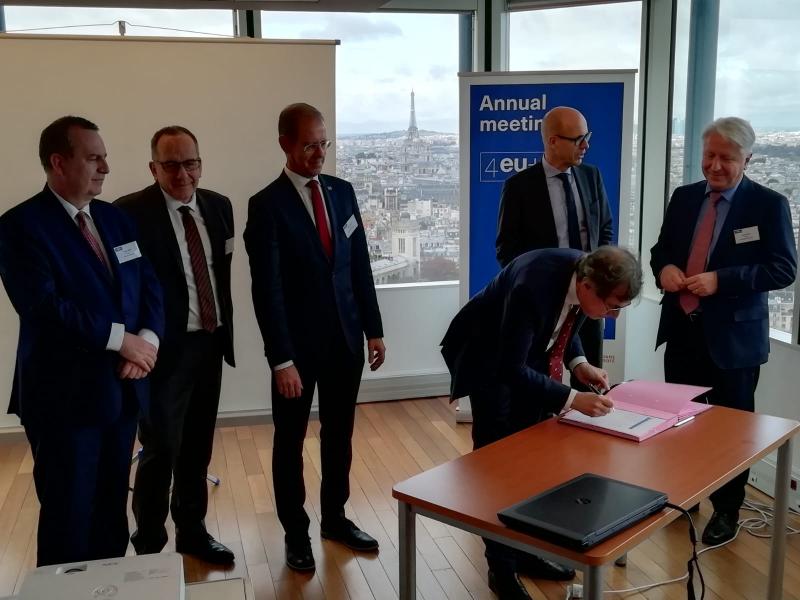 I rettori delle università partner di  4EU+ Alliance firmano l'Erasmus+ Agreement