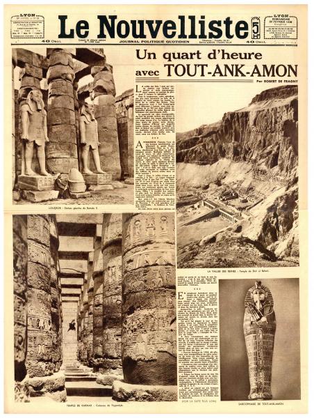 Prima pagina del quotidiano Le Nouvelliste (20 febbraio 1938) - Archivi di Egittologia dell'Università Statale di Milano