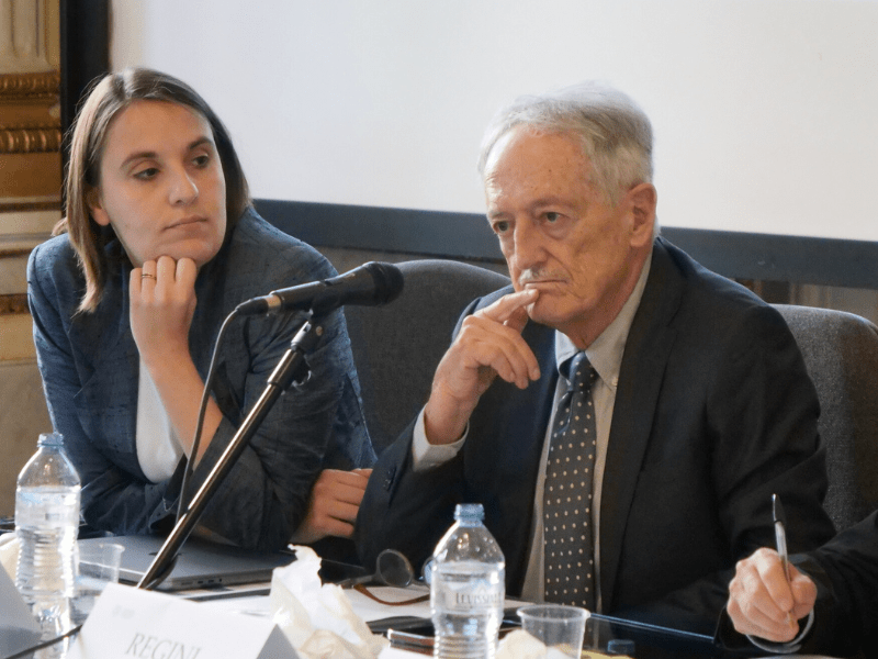 Marino Regini e Rebecca Ghio alla presentazione del libro da loro curato “Quale università dopo il PNRR?”.