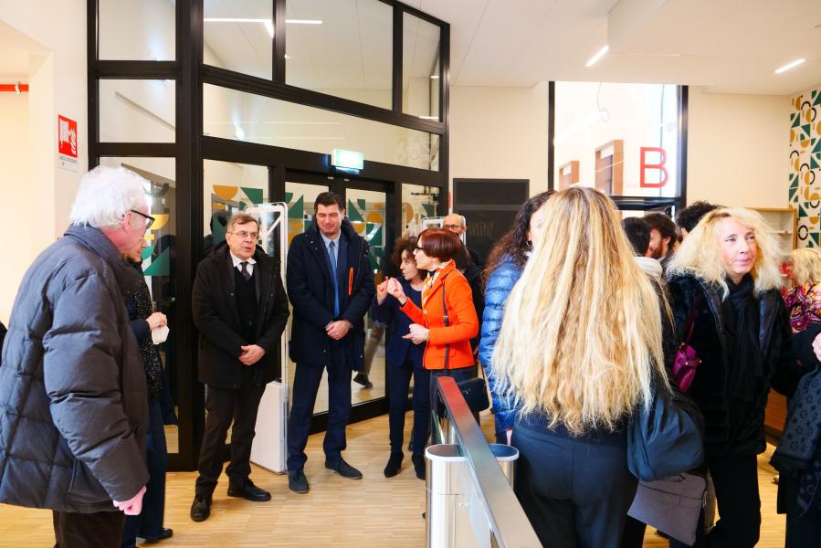 Un momento dell'inaugurazione alla presenza del rettore Elio Franzini