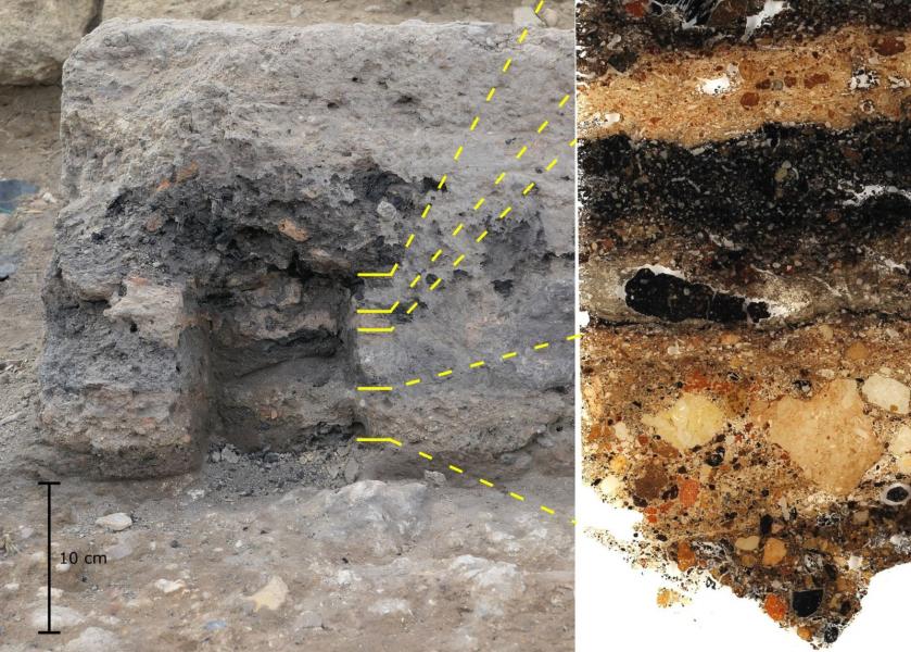 Tarquinia, ‘complesso monumentale’, analisi stratigrafiche in corso nel cantiere degli scavi dell’Università degli Studi di Milano.