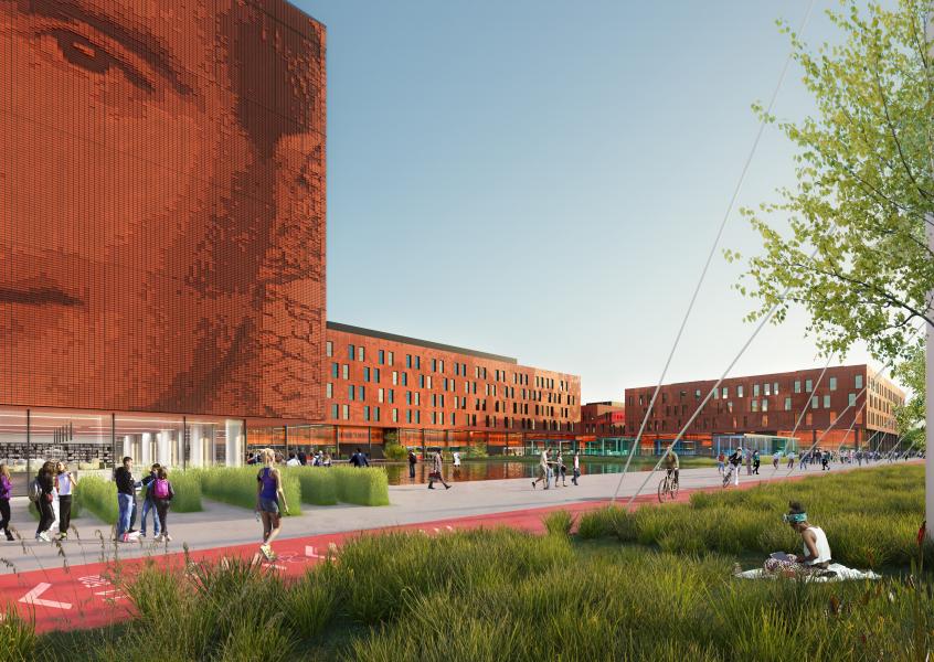 Il Campus della Statale a Mind: ingresso (Rendering Studio Carlo Ratti e Associati)
