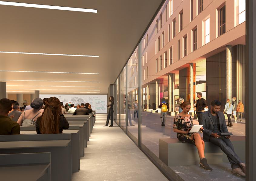Il rendering degli spazi interni ed esterni del Campus - Credits CRA Carlo Ratti Associati