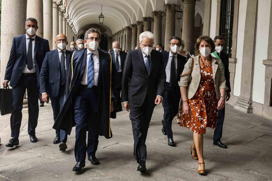 Il Presidente Mattarella con il rettore Franzini e la Ministra Messa - Foto Marco Riva