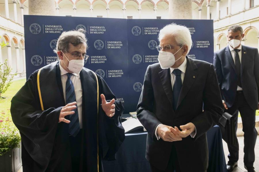 Il Presidente Mattarella con il rettore Franzini - Foto Marco Riva