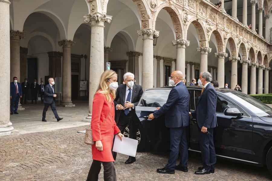 L'arrivo del Presidente della Repubblica, Sergio Mattarella, in Statale - Foto Marco Riva