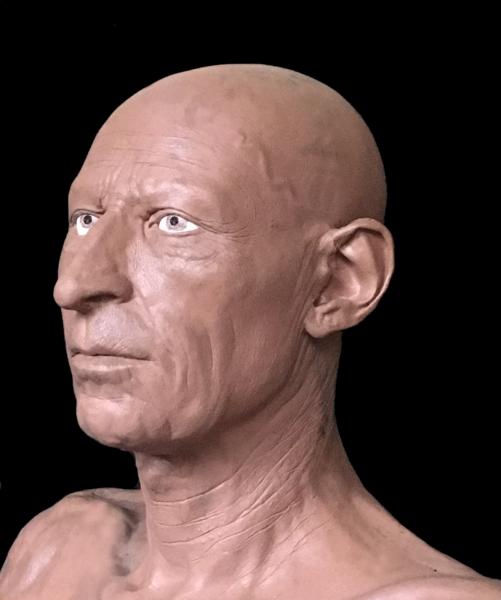 Il busto con la ricostruzione tattile facciale di Sant’Ambrogio, ottenuta sulla base delle reali fattezze del suo volto