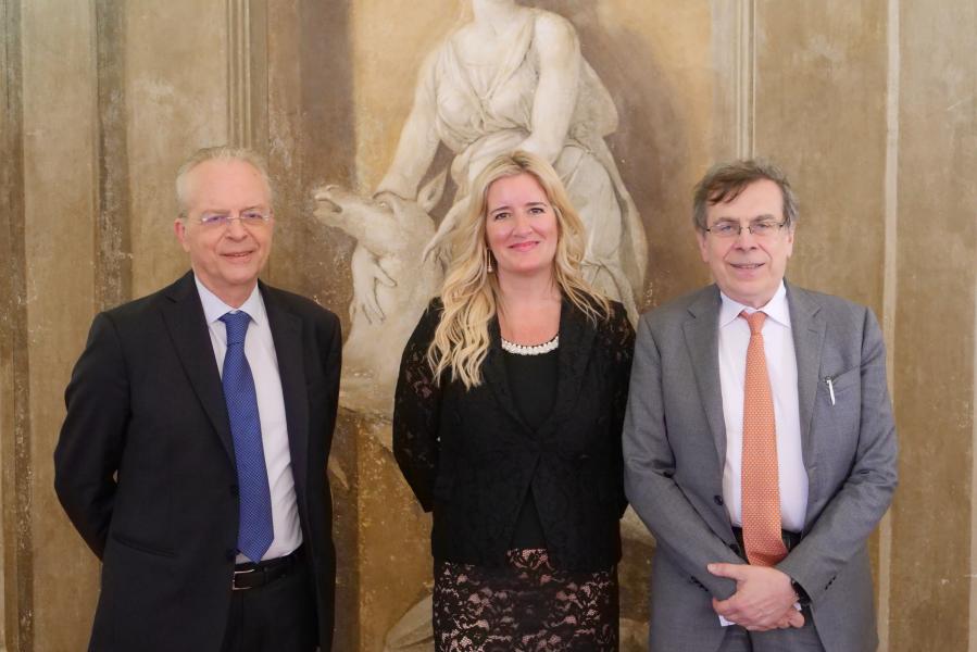 Il prefetto Renato Saccone, Verónica Crego Porley, Console generale dell’Uruguay a Milano, il rettore Elio Franzini