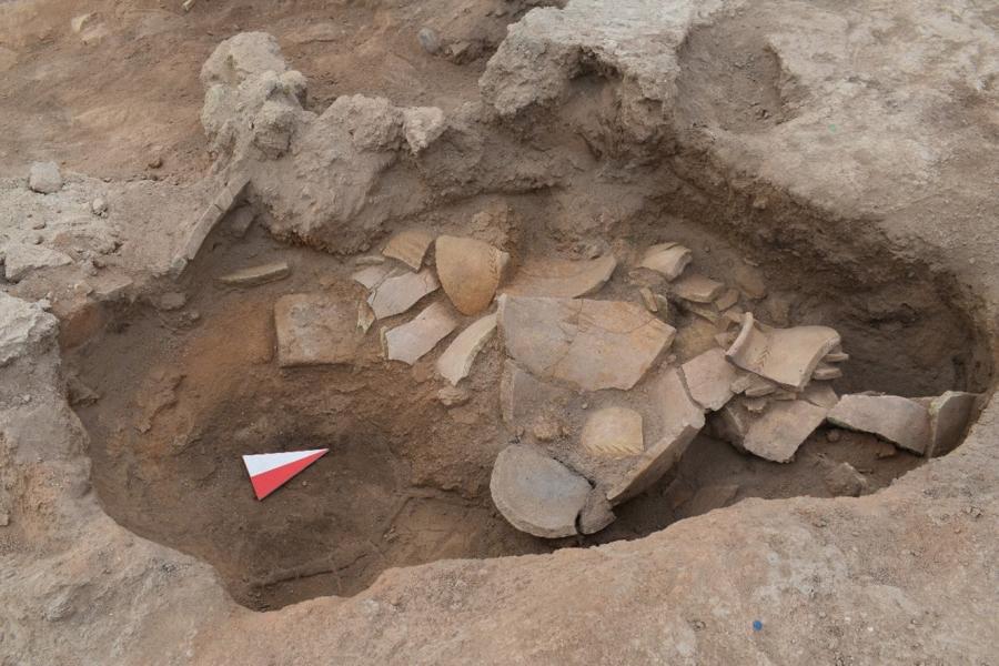 La fornace con i vasi crollati all'interno
