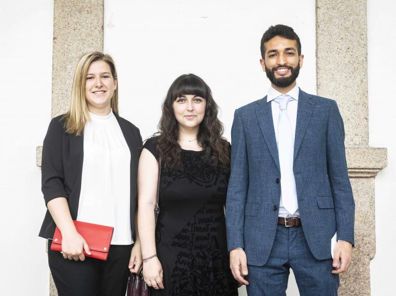 Valeria Storti, studentessa del corso di laurea in Infermieristica, Lucie Biheler-Gomez, ricercatrice in Antropologia e Bioarcheologia e Abboud Ragab, specializzando in Pediatria hanno incontrato il Presidente Mattarella - Foto Marco Riva